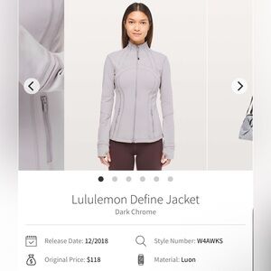 lululemon athletica Women's Define Jacket Size 10 Dark Chrome
